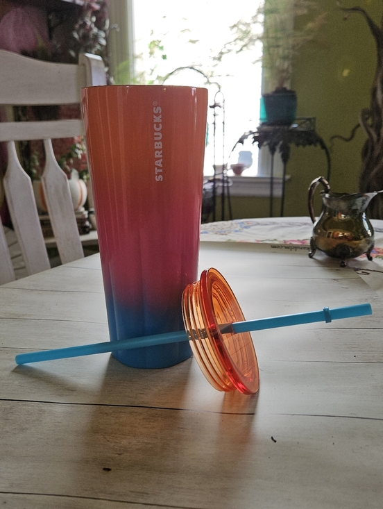 Starbucks Other - Starbucks Gradient Tumbler in Orange, Pink and Blue with Blue Straw Summer 2022